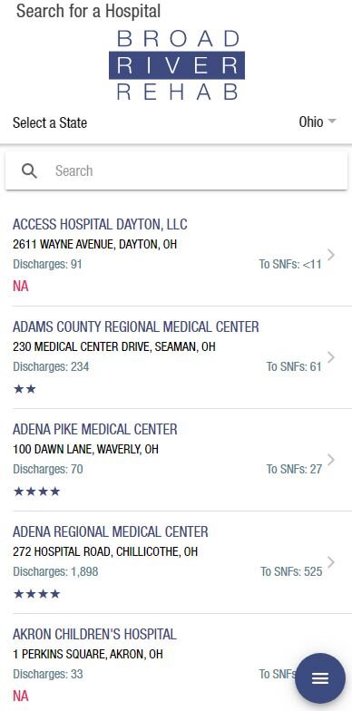 Search for a hospital by state, name, city or address.
